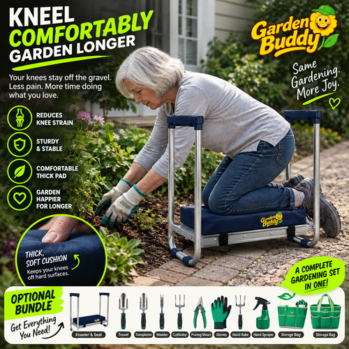Kneel comfortably, garden longer. Your knees stay off the gravel.