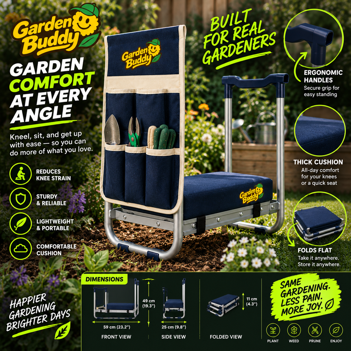 Sit. Kneel. Garden. Enjoy. The complete gardening set.