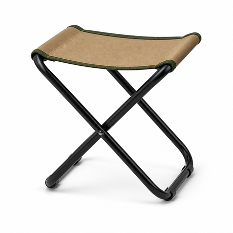 Folding stool with a canvas seat