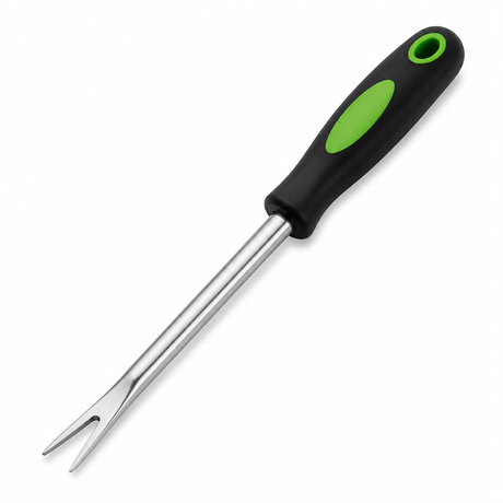 Weeder with a forked tip